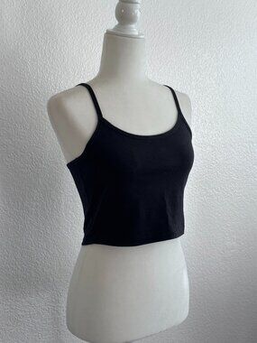 Forever 21 Black Cropped Cami Tank | Spaghetti Strap Basic Top | Size Large*